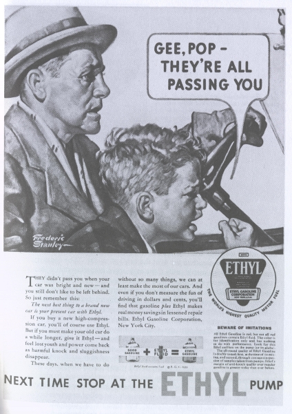 Ad image of a father and son in a car.